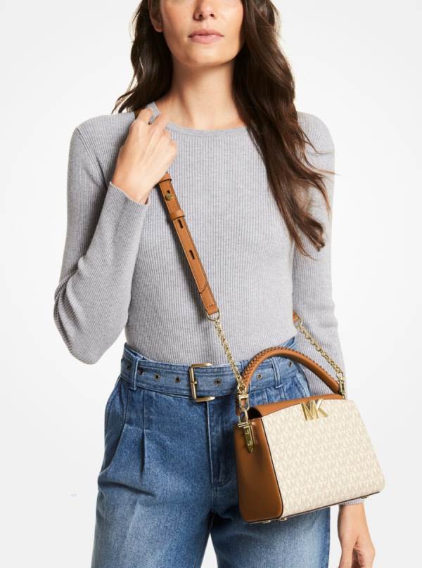 Damske Satchel Taske Michael Kors Karlie Small Logo Hnedožltý Hnede - Kabelky Michael Kors Obchod | YSGIJ-2809